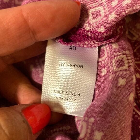 SONOMA Sleeveless Button Detail Fuschia White V Neck Bohemian Tunic Womens Large - Picture 12 of 13